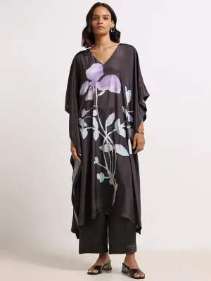 Vark Black Printed Kaftan Set