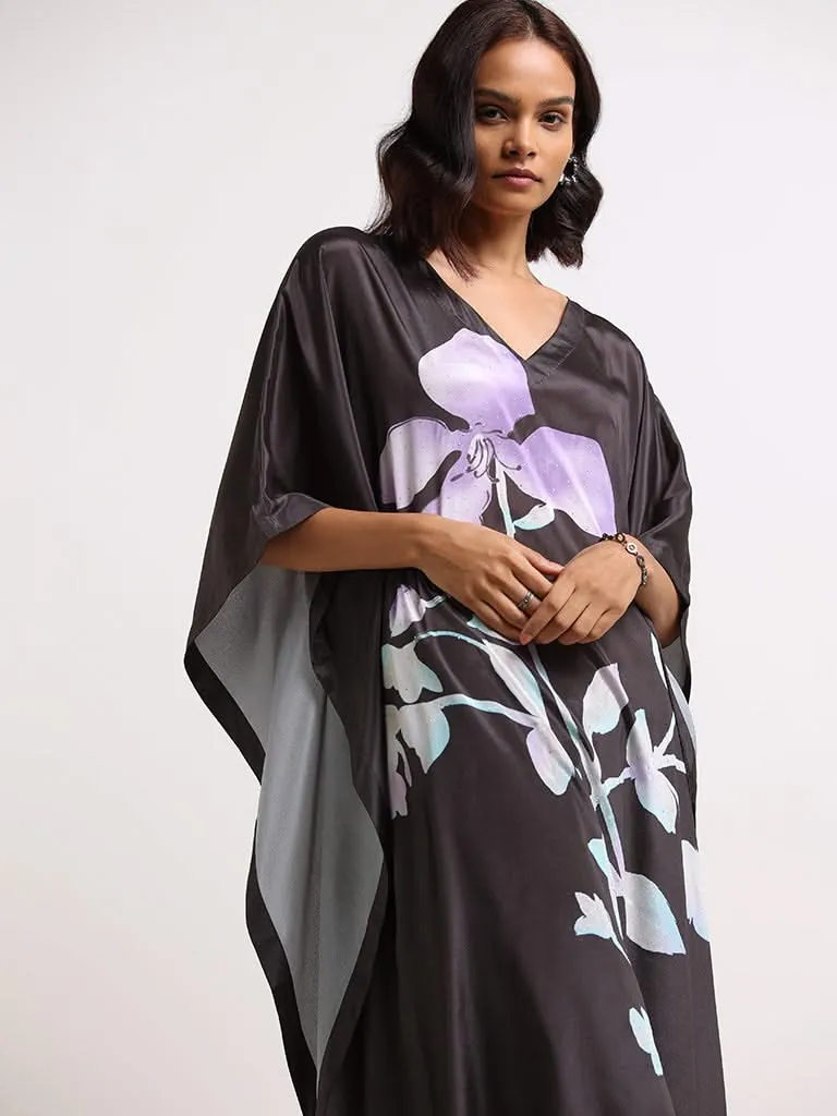 Vark Black Printed Kaftan Set