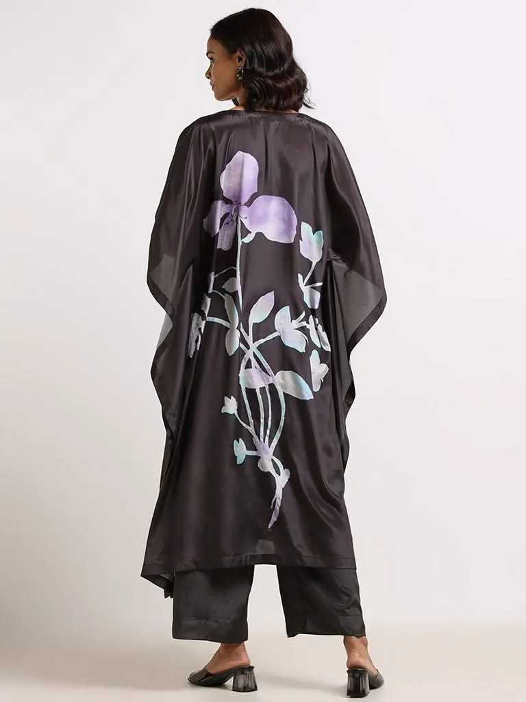 Vark Black Printed Kaftan Set