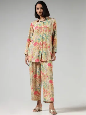 Vark Yellow Printed Kurti and Pants Set