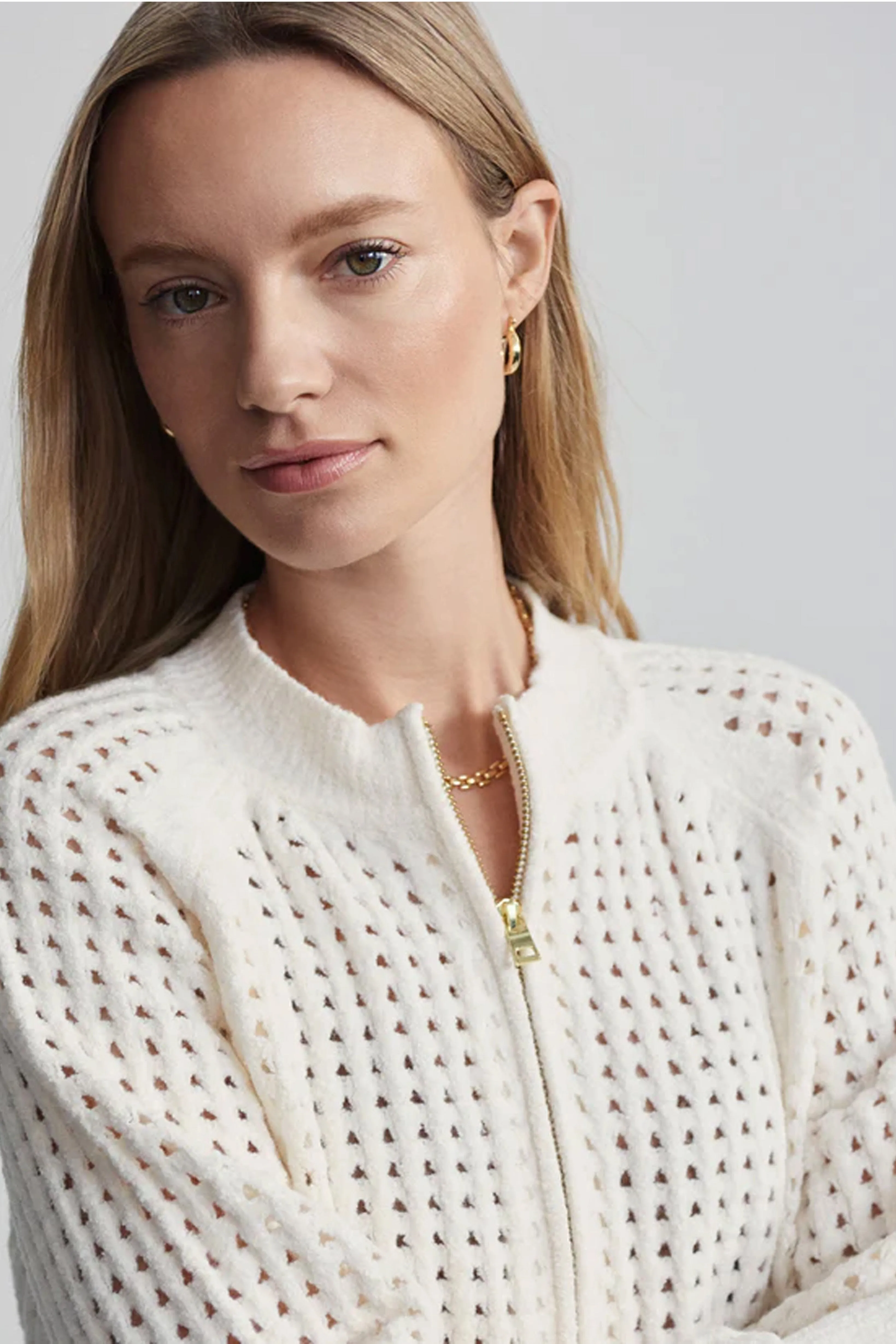 VARLEY | Marta Boucle Knit Jacket - Coconut Milk