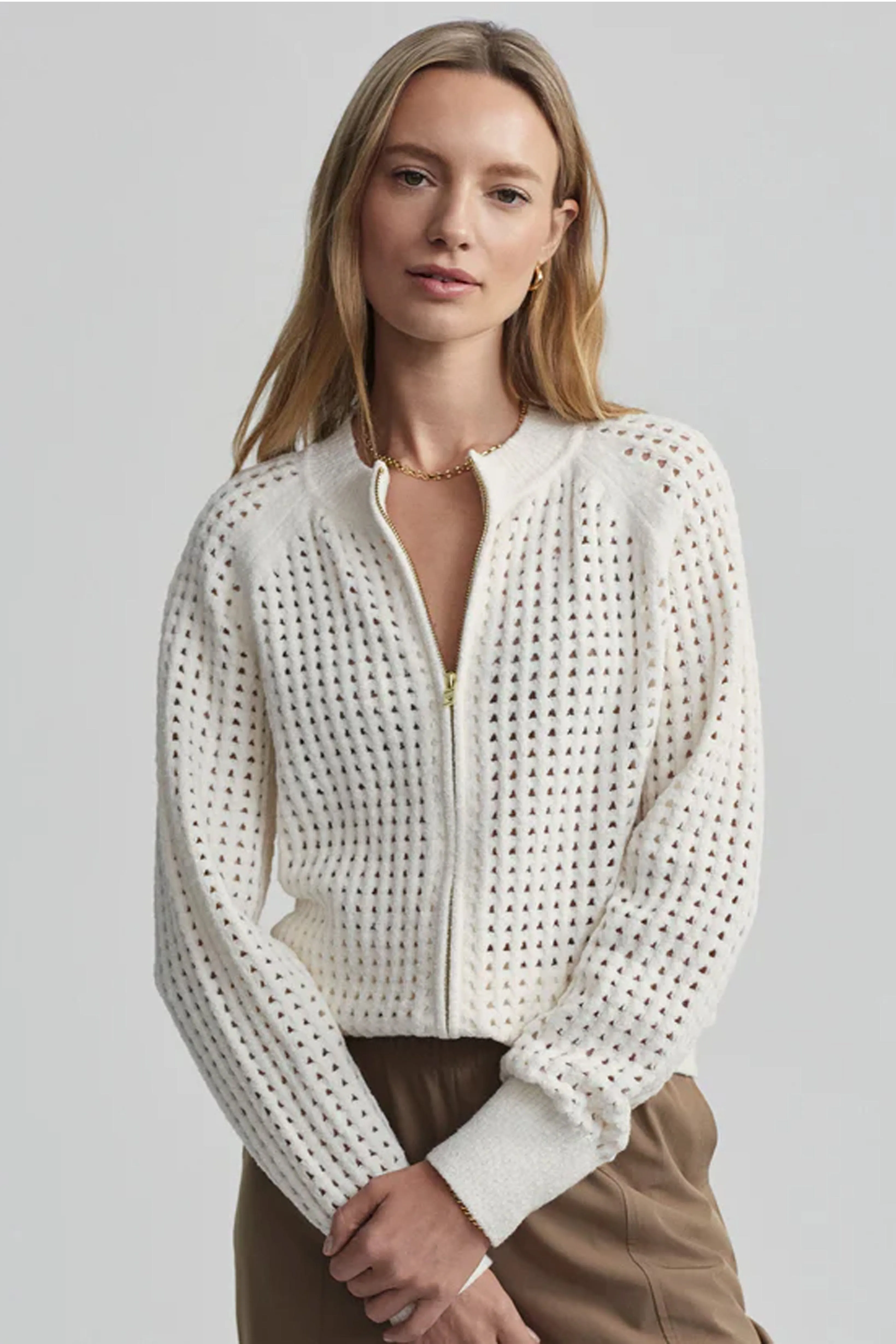 VARLEY | Marta Boucle Knit Jacket - Coconut Milk