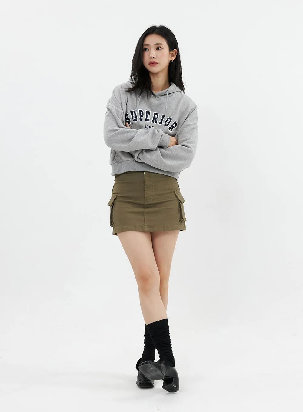 Varsity Cropped Hooded Sweatshirt OS326