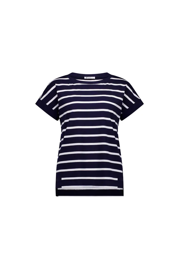 Vassalli Drop Sleeve Top Ink/white Stripe