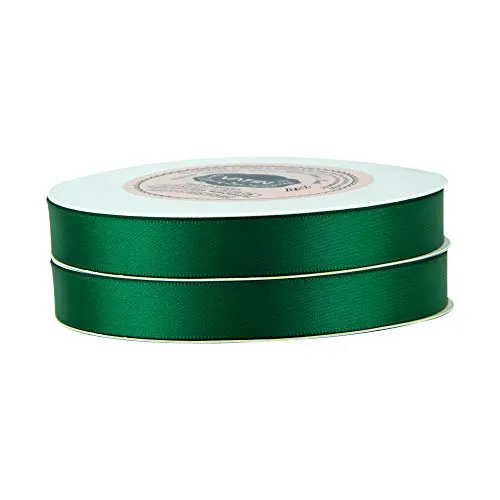 VATIN 1/2 inches Double Faced Forest Green Polyester Satin Ribbon - 50 Yards for Gift Wrapping Ornaments Party Favor Braids Baby Shower Decoration Floral Arrangement Craft Supplies