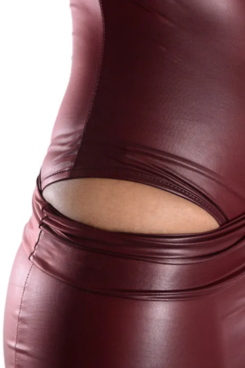 Vegan leather bodysuit (Burgandy)