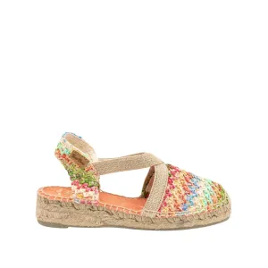 Vegan Mulricolored Raffia Sandals For Kids - Edita-NZ