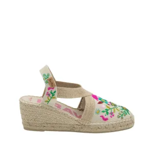 Vegan Multicolored Embroidery Wedges Espadrille For Women - Montjoi