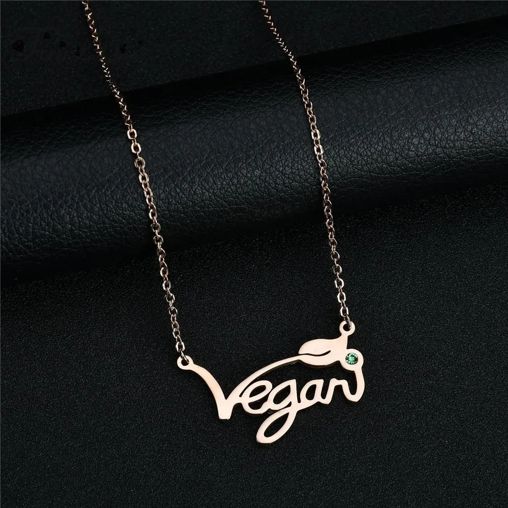 Vegan Stainless Steel Necklace & Ring in Silver, Gold and Rose Gold Tone, Great Gift!  Great MESSAGE!