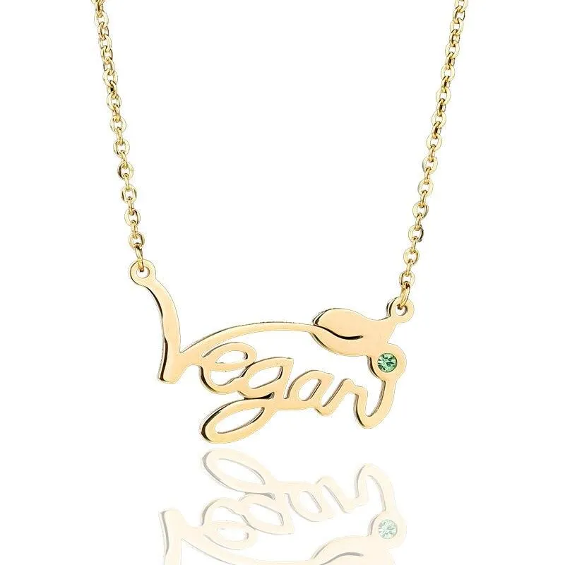 Vegan Stainless Steel Necklace & Ring in Silver, Gold and Rose Gold Tone, Great Gift!  Great MESSAGE!