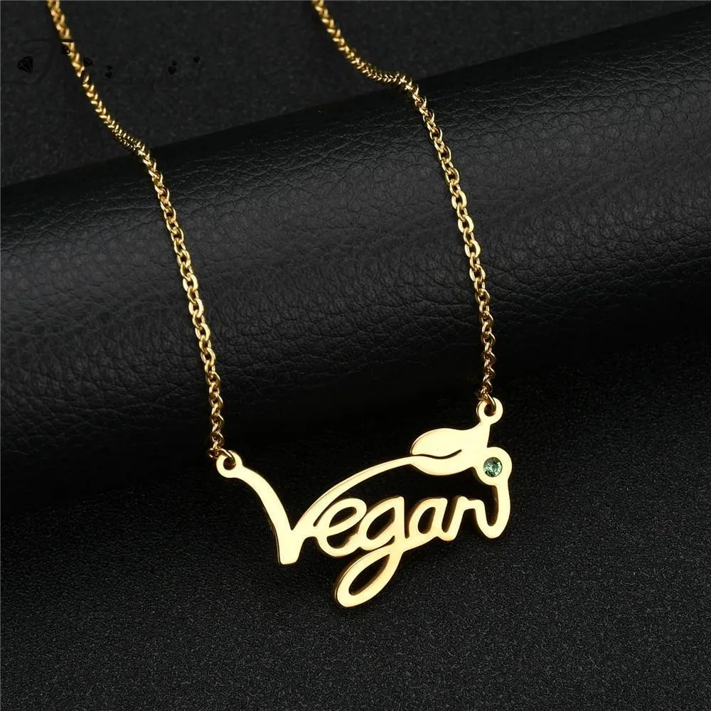 Vegan Stainless Steel Necklace & Ring in Silver, Gold and Rose Gold Tone, Great Gift!  Great MESSAGE!