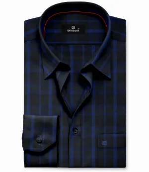 Vegas - Black With Blue Checked Shirts For Mens | Ariser