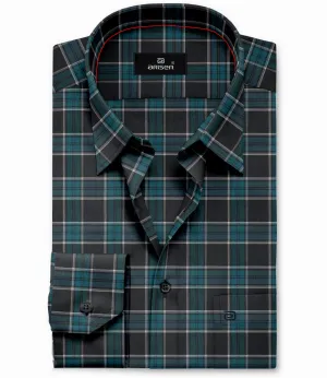 Vegas - Teal Blue With Black Checked Shirts For Mens | Ariser