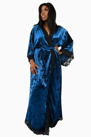 Velvet Bathory Dressing Robe - Deep Sea Blue - Limited Edition! - XS/S left!