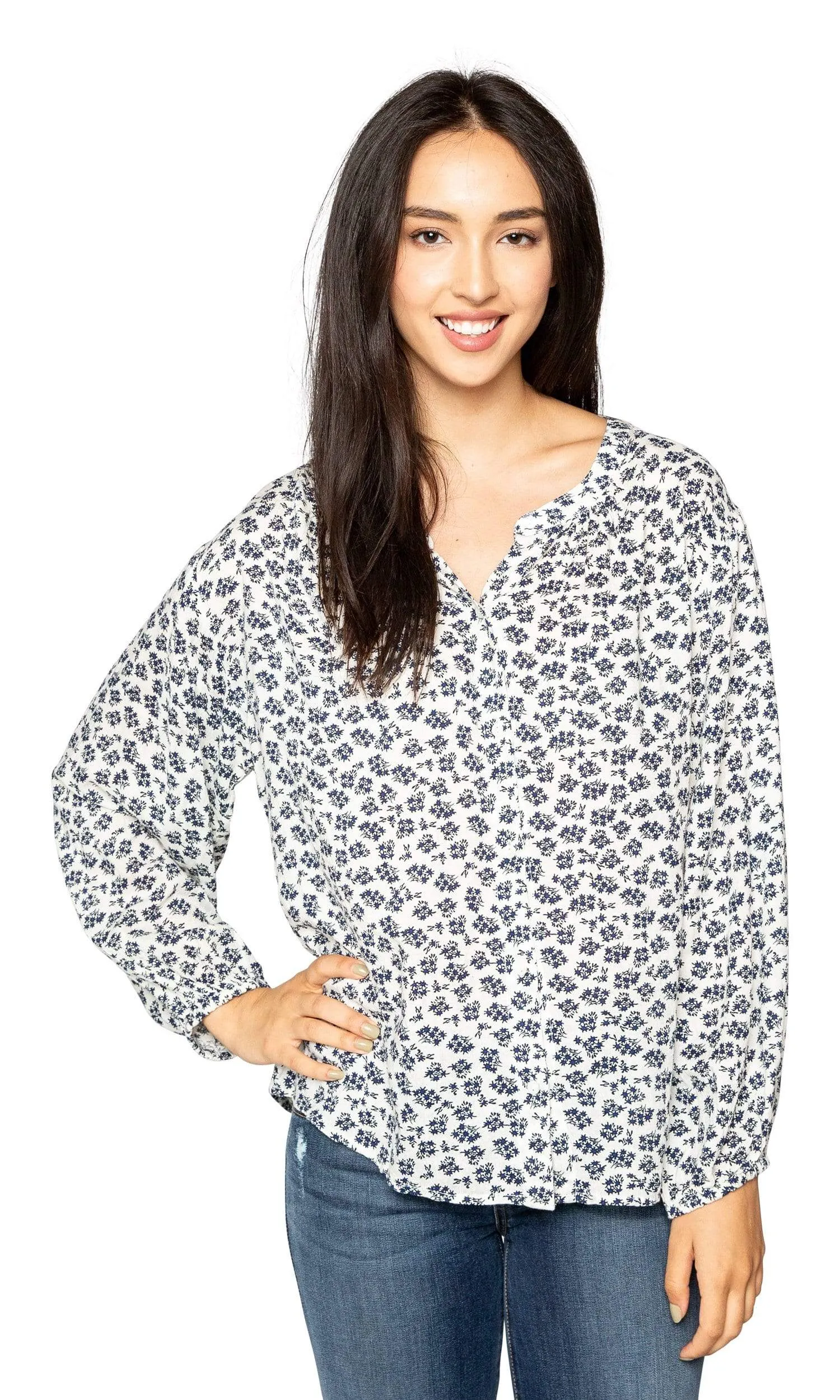 Velvet by Graham & Spencer Kissan Sheer Printed Gauze Button Up Top