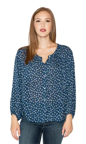 Velvet by Graham & Spencer Kissan Sheer Printed Gauze Button Up Top