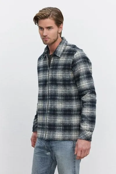 Velvet by Graham & Spencer Men's Keith Zip Flannel | Navy/Cream