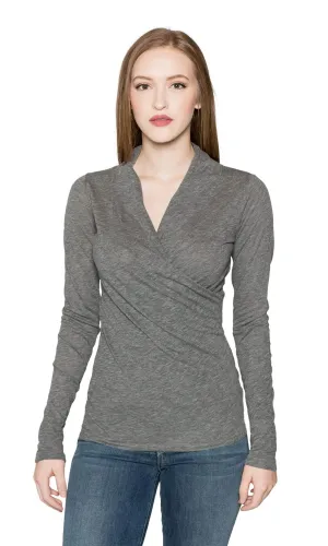 Velvet by Graham & Spencer Meri05 Front Wrap Top-Charcoal