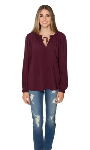 Velvet by Graham & Spencer Samantha03 Rayon Challis Peasant Tie Top