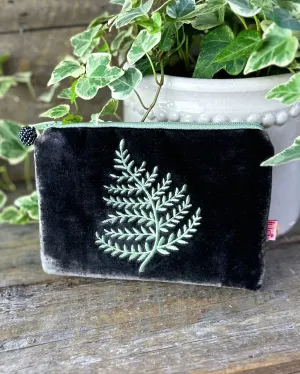 Velvet Fern Coin Purse - Charcoal