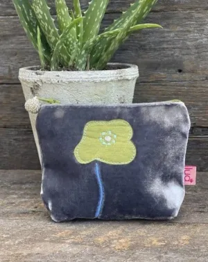 Velvet Poppies Mini Coin Purse - Grey