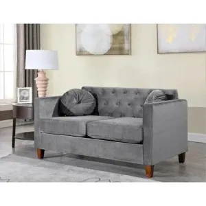 Velvet Square Arm Loveseat 2 Seater Sofa