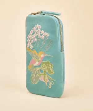 Velvet Sunglasses Pouch - Hummingbird - Aqua