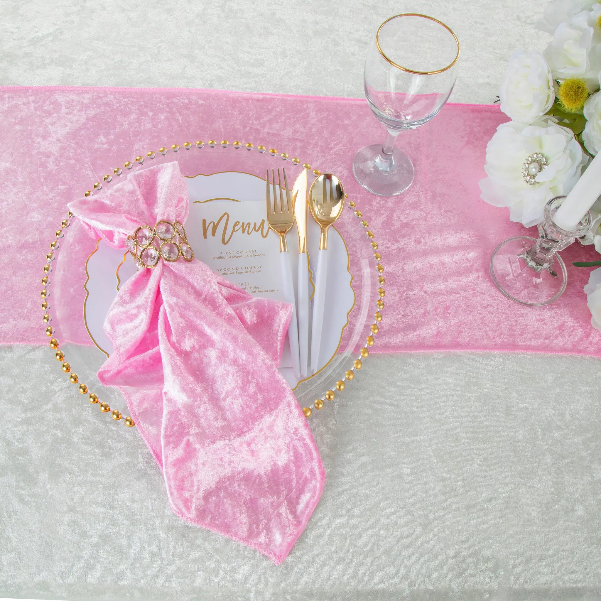 Velvet Table Runner - Pink