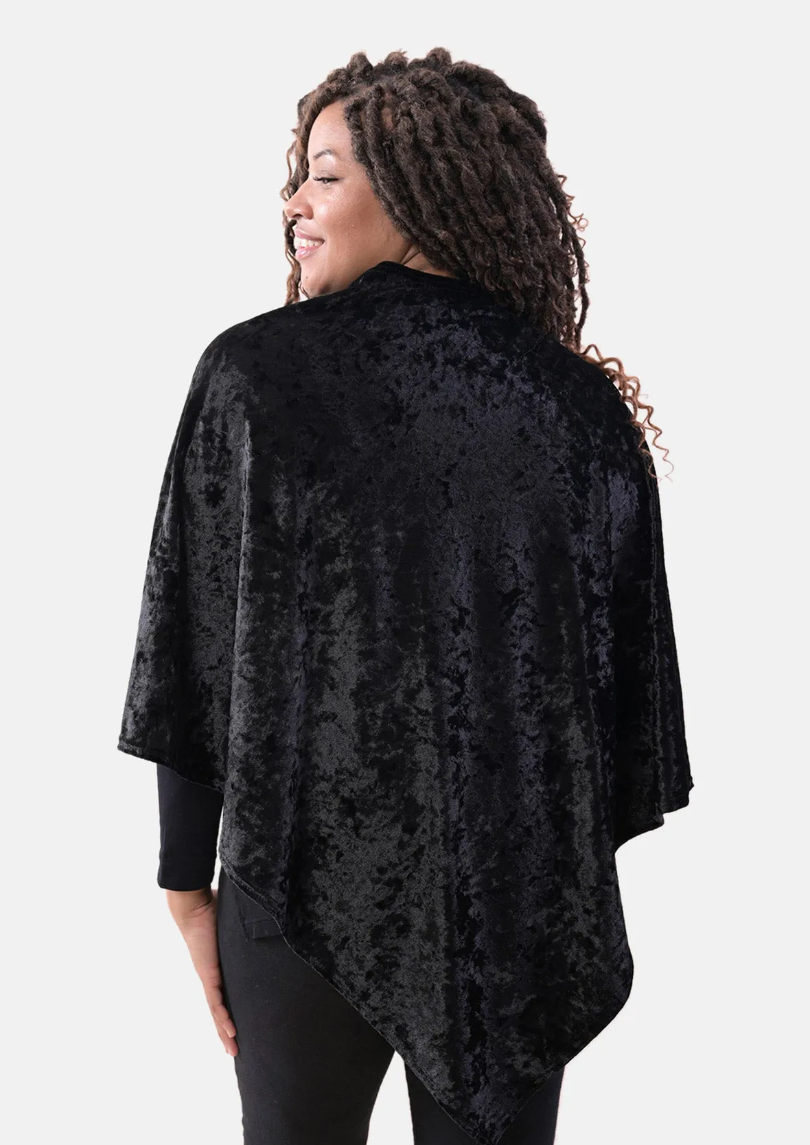 Velvet V-Shaped Hem Poncho