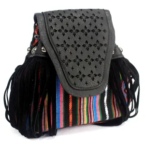 Venetian - Black Stripy With Fringe