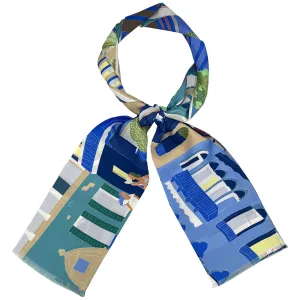 Venezia blue and green silk tie scarf