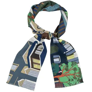 Venezia Dark blue and brown silk tie scarf