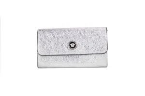 Versace Small Metallic Silver Lamb Leather Evening Clutch