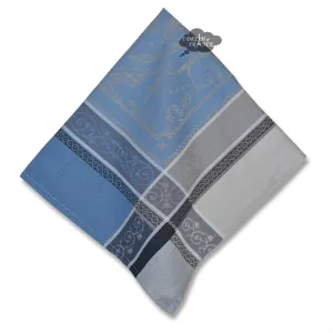 Versailles Gray & Blue French Cotton Jacquard Napkin by Tissus Toselli