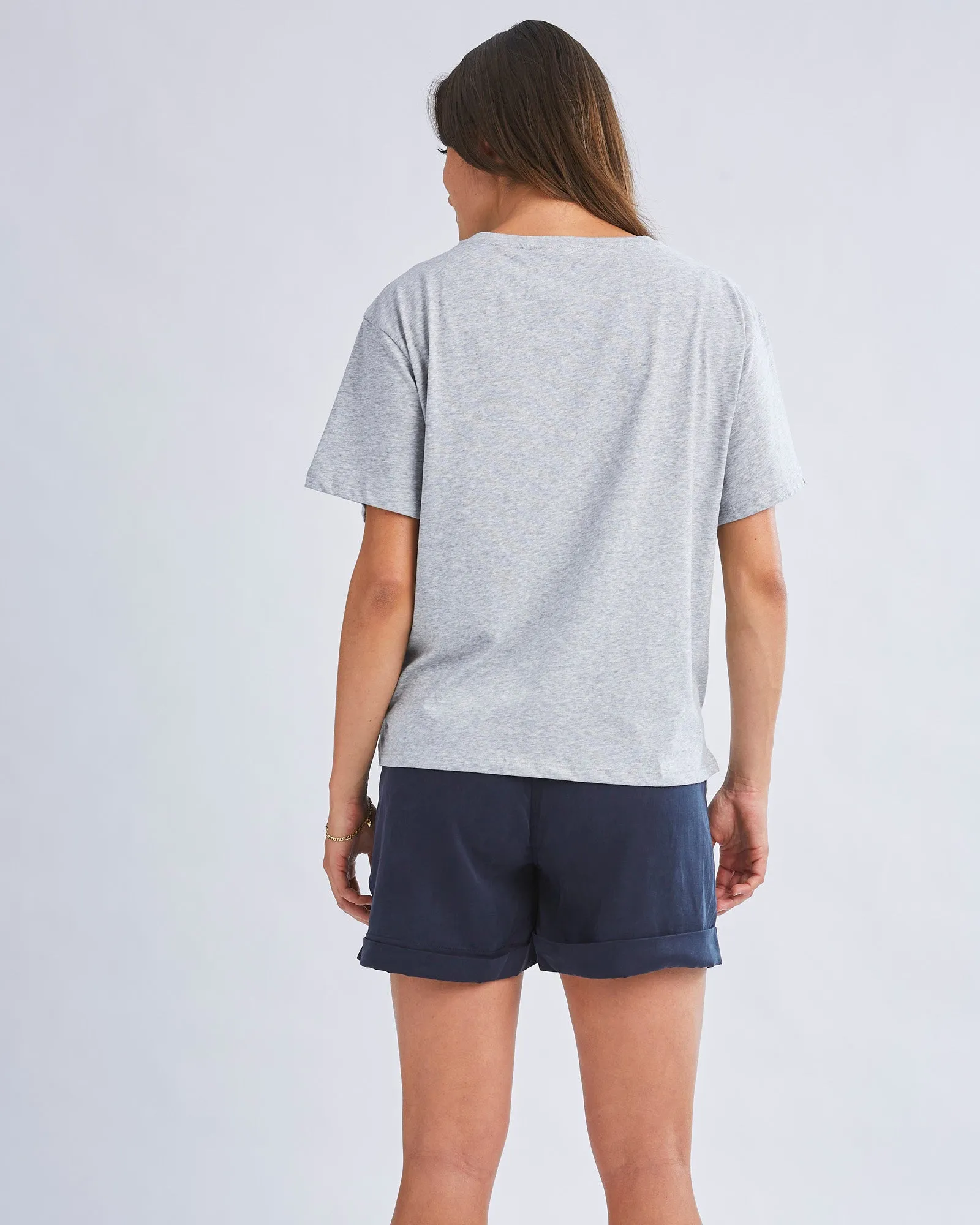 Versatile and Comfortable Maternity Cotton Tee in Grey