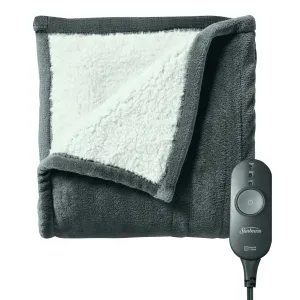 versatile Electric Throw Blanket, Microplush and Sherpa- Slate Gray