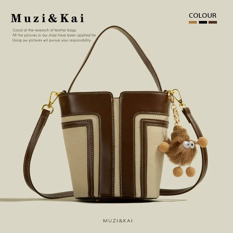 Versatile Style Two Tone Leather Crossbody Handbags