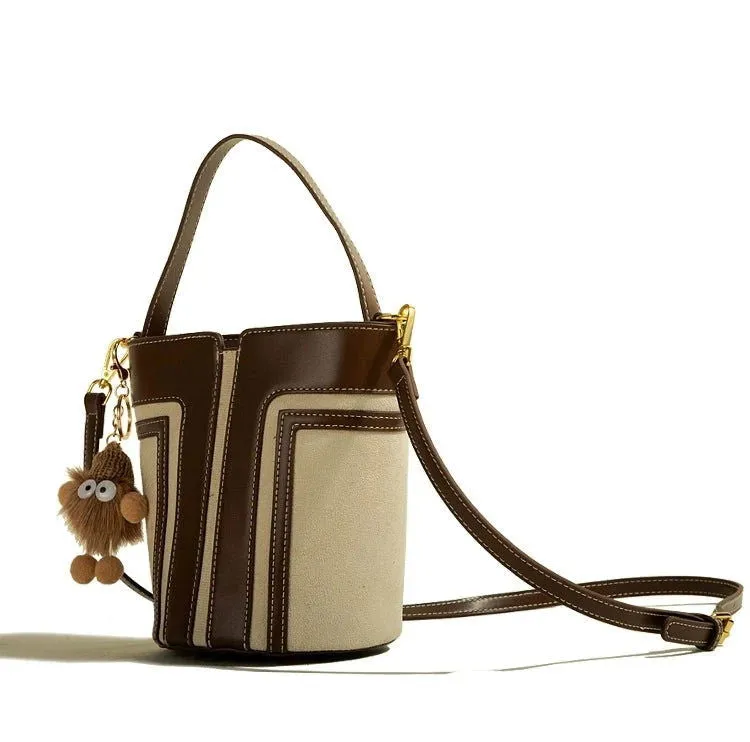 Versatile Style Two Tone Leather Crossbody Handbags