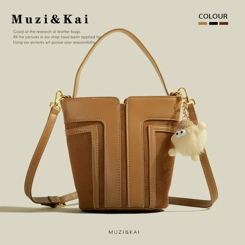 Versatile Style Two Tone Leather Crossbody Handbags