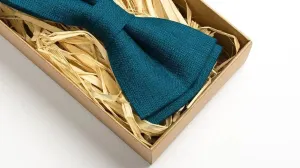 Versatile Teal Linen Bow Tie - Ideal Choice for Weddings and Formal Events