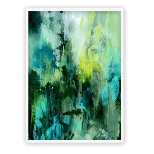 Vertical green & blue abstract wall art print