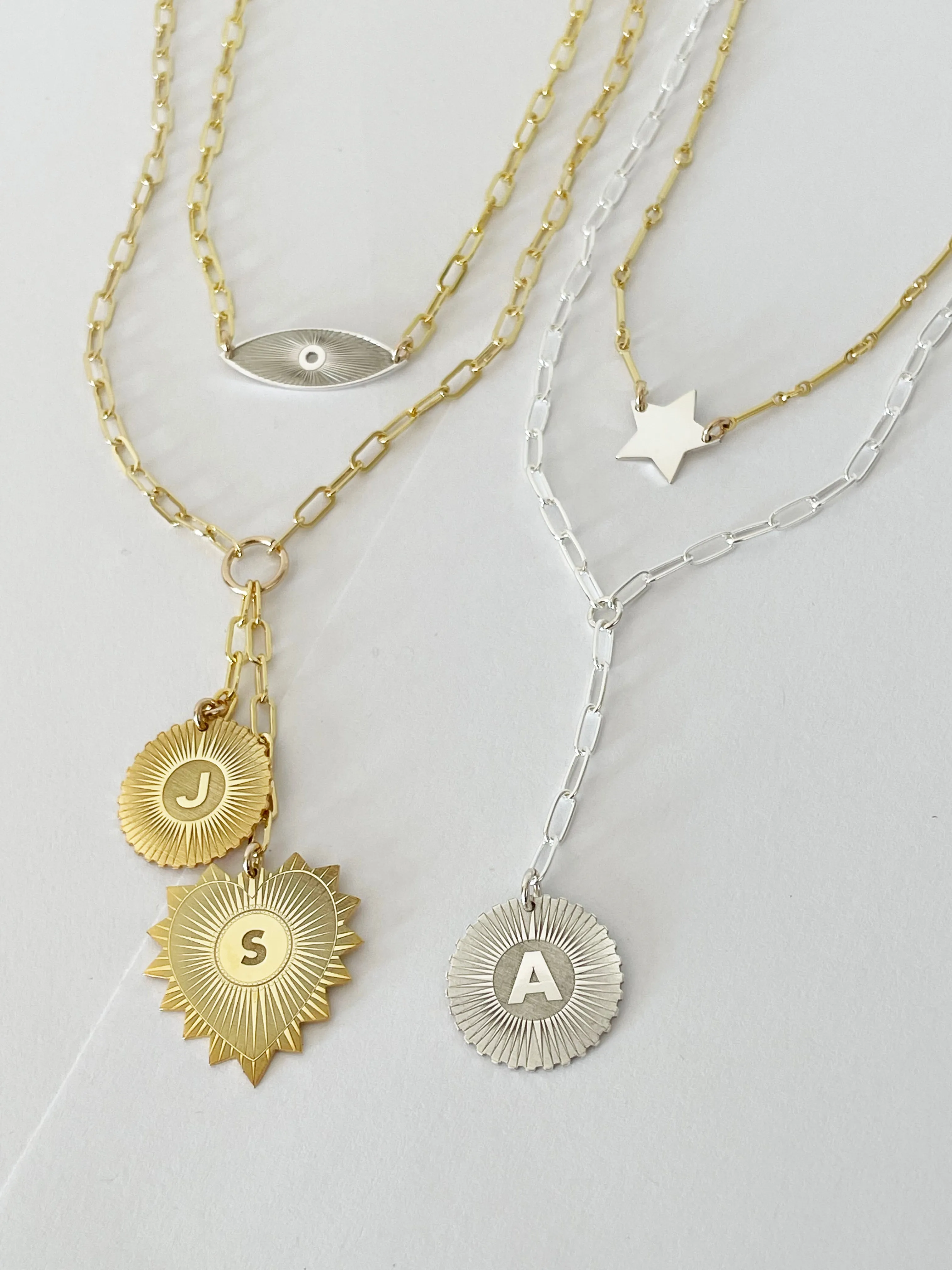 Vesta Initial and Heart Initials Medallion Necklace