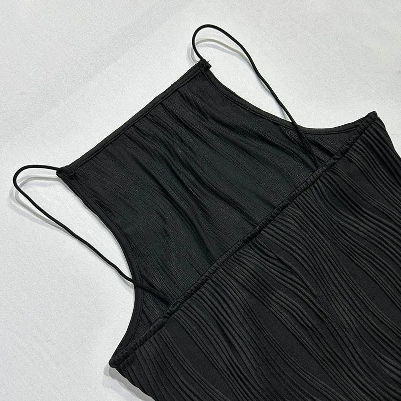 Vestido Cami com Textura de Ondas D'Água