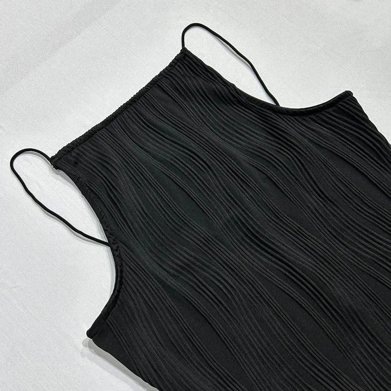 Vestido Cami com Textura de Ondas D'Água