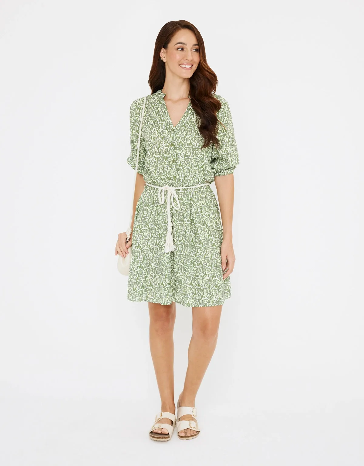 Vestido Corto Verde Estampado - Ony