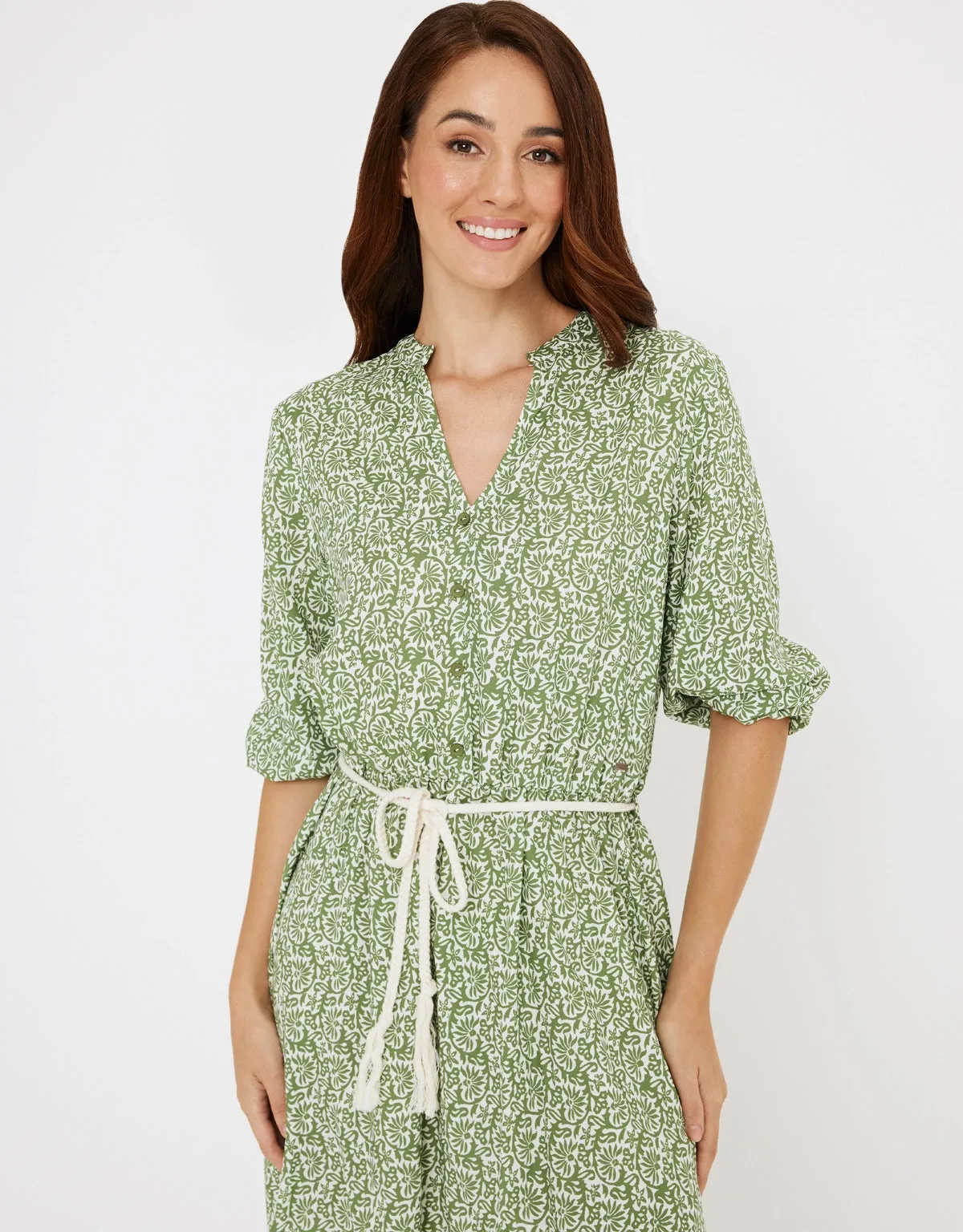 Vestido Corto Verde Estampado - Ony