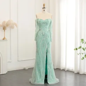 Vestido de Festa Longo Verde Menta com Abertura Lateral - Modelo Especial