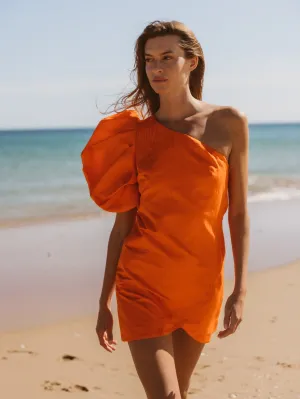 VESTIDO JACQUARD MUARÉ LARANJA