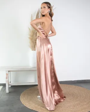 Vestido Largo de Fiesta Mariana Rose Gold