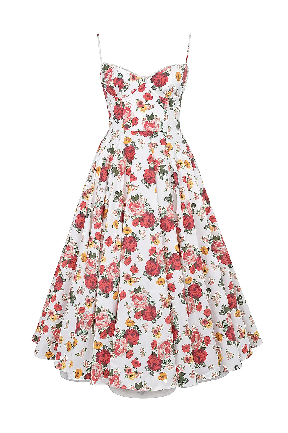 Vestido Midi Floral Modelador Com Forro em Tule Modelo Mademoiselle